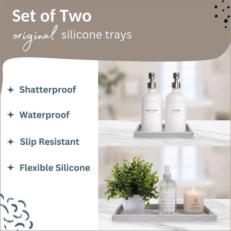 Spacewiser Countertop and Vanity Tray - 2 PC (11  and 7 ) Shatterproof Silicone Kitchen and Bathroom Trays for Counter  Kitchen Soap Dispenser Tray  Vanity Trays for Bathroom  Perfume Key Tray - Image 3
